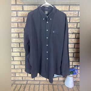 Black with white dots‎ cinch button down